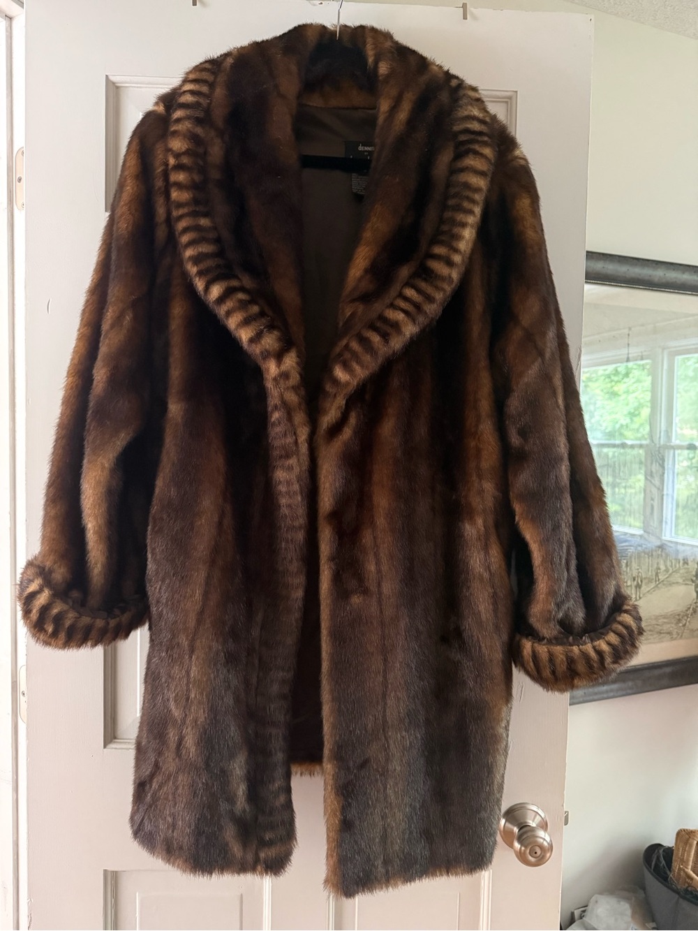 Women’s Brown Teddy Jacket Faux Fur Shawl Collar Coat